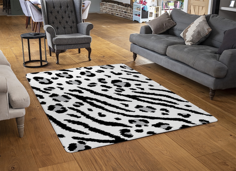 image 1 of Zebra & Leopard Print Rug | Multi