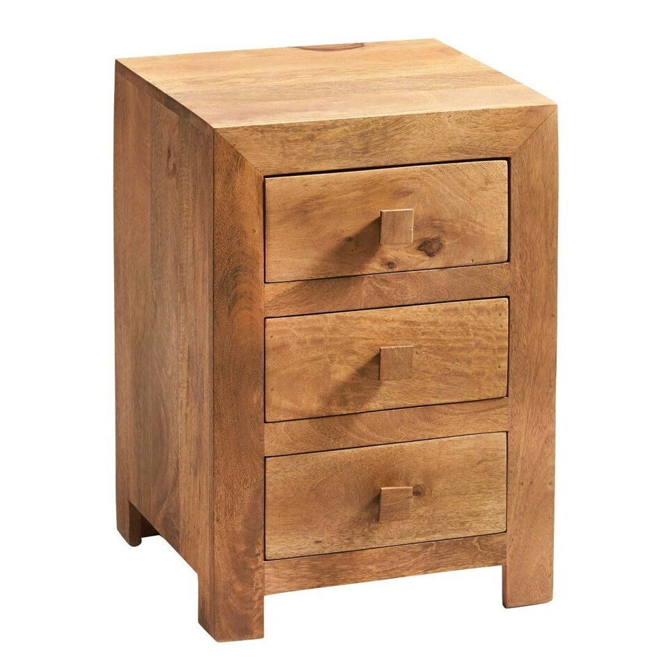 image 1 of Kaylin Light Mango 3 Drawer Bedside Cabinet Brown