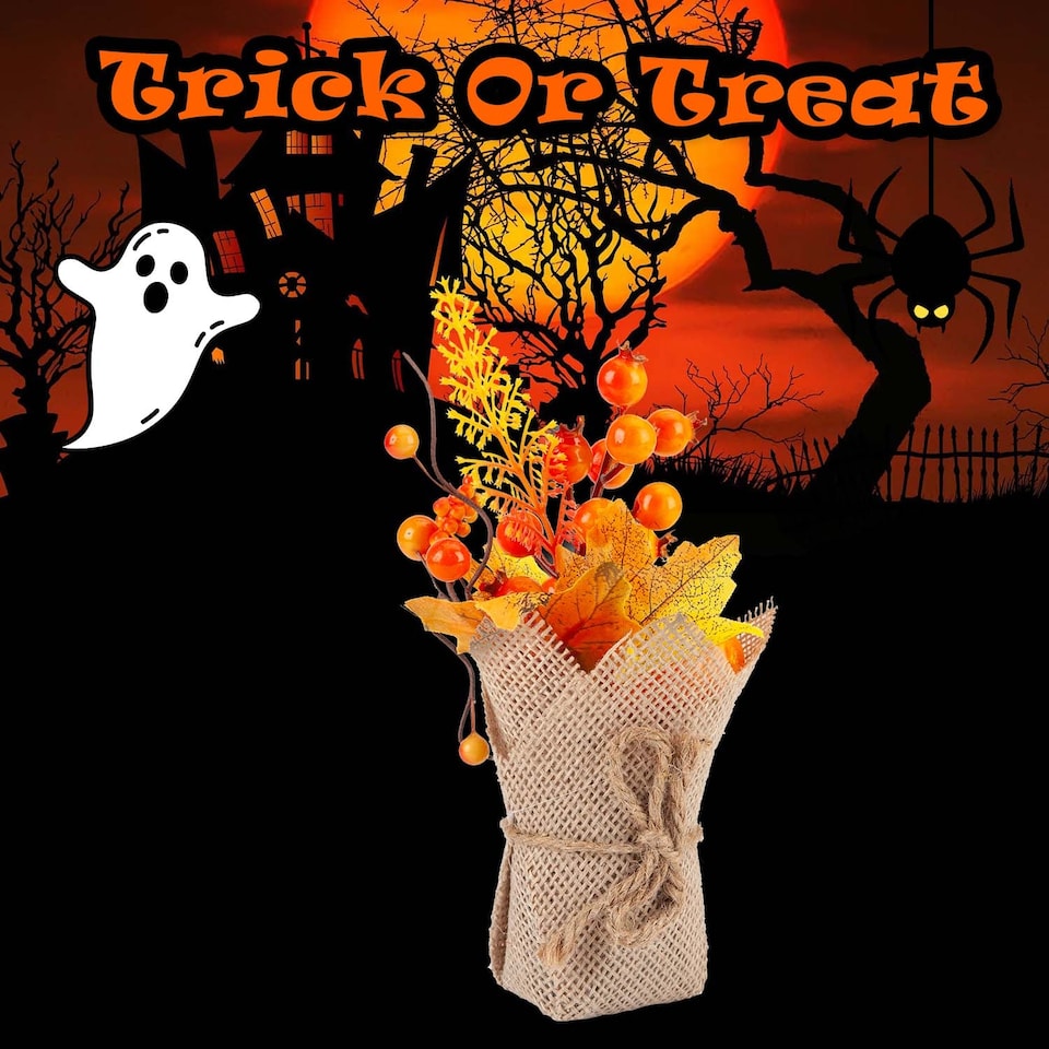 image 1 of vfm-estore Halloween Autumn Floral Burlap Decoration, Orange