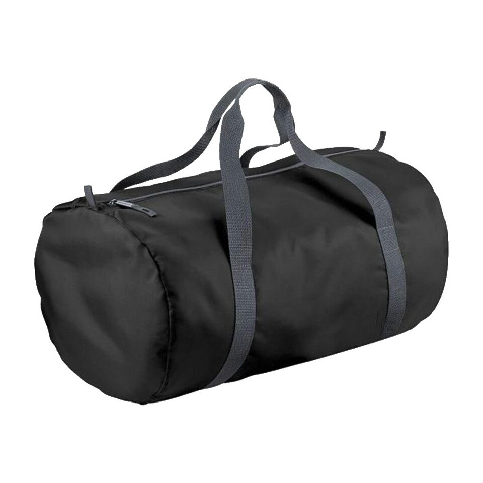 image 1 of BagBase Packaway Barrel Bag / Duffle Water Resistant Travel Bag (32 Litres) - Black/Graphite - One Size