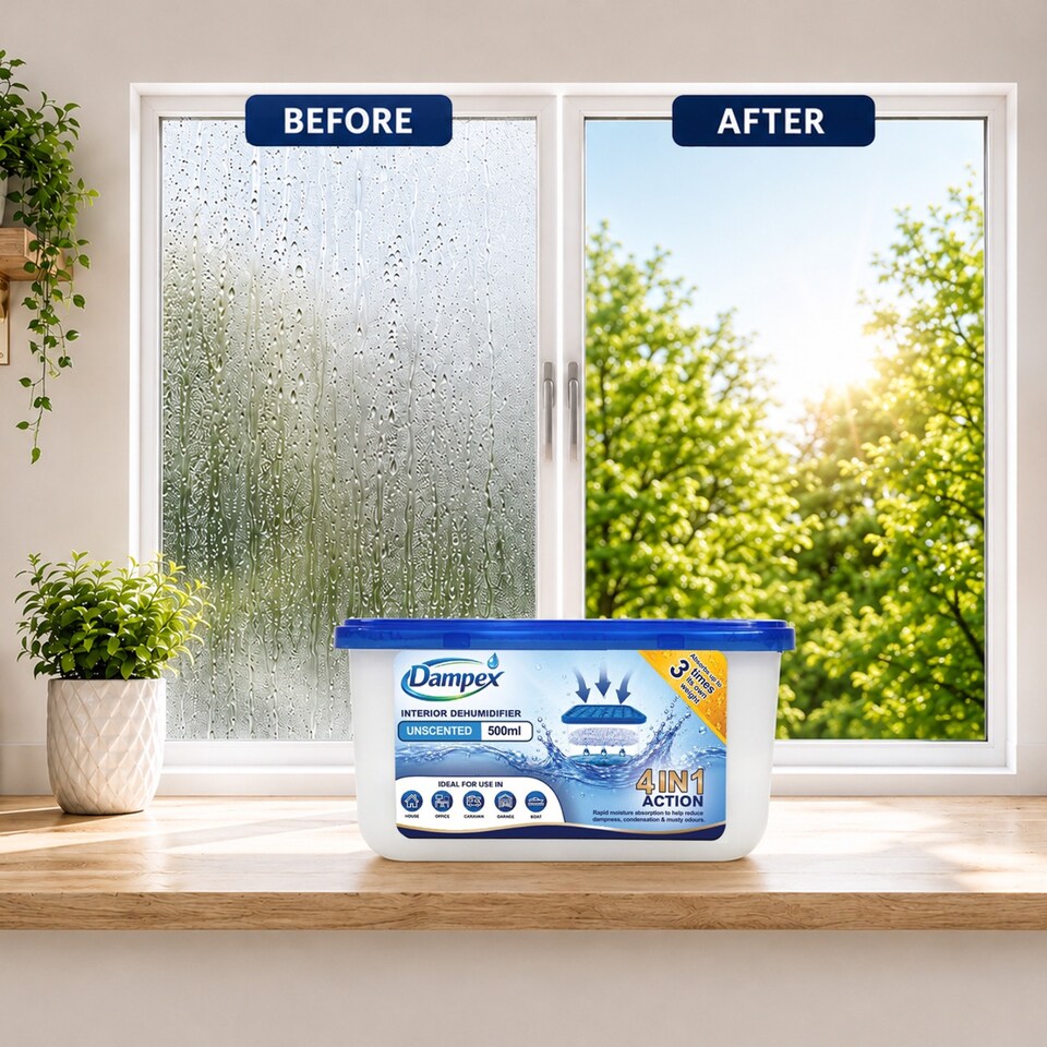 image 1 of Dampex Dehumidifier Moisture Absorber 500ml Tub 10 Pack - Unscented