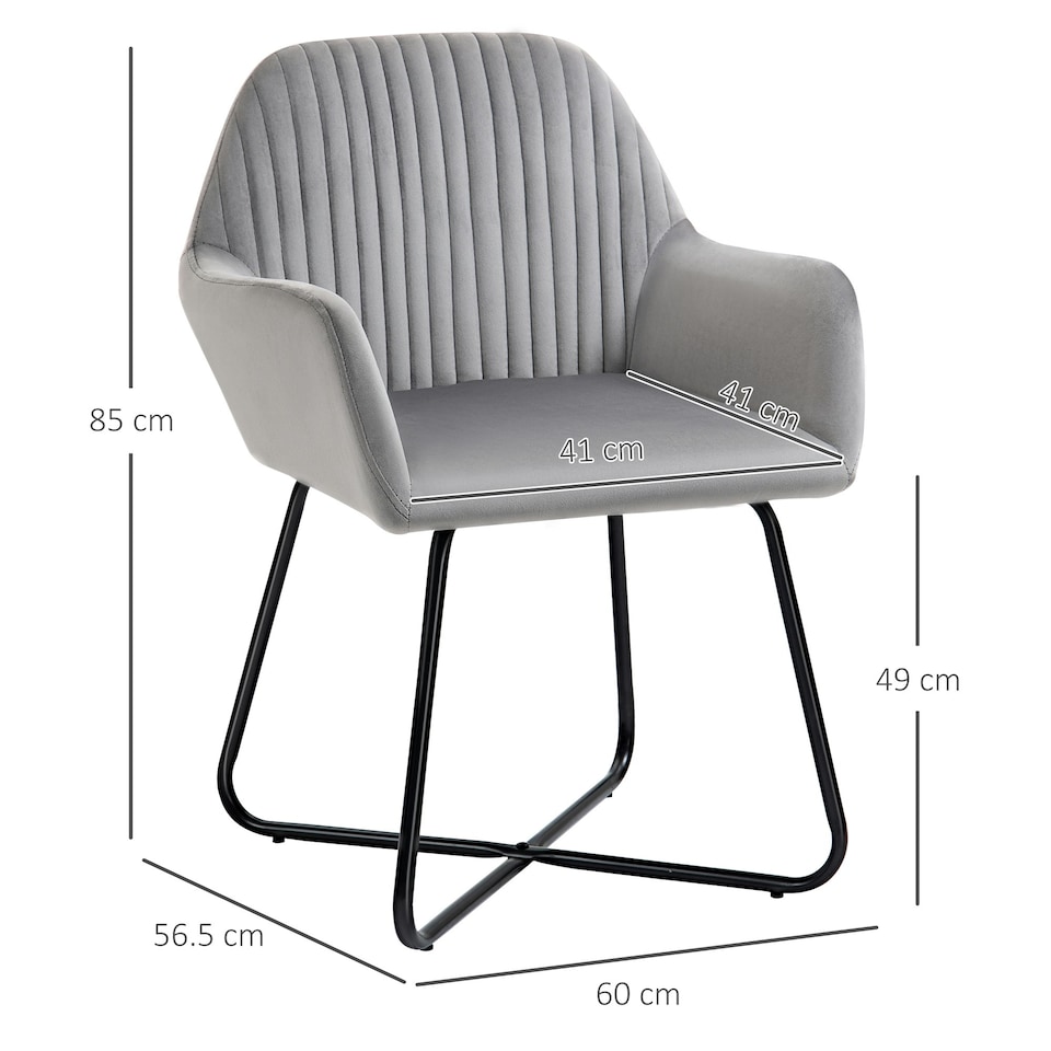 image 1 of HOMCOM Modern Accent Chair Velvet-Feel Upholstered Lounge Armchair Grey
