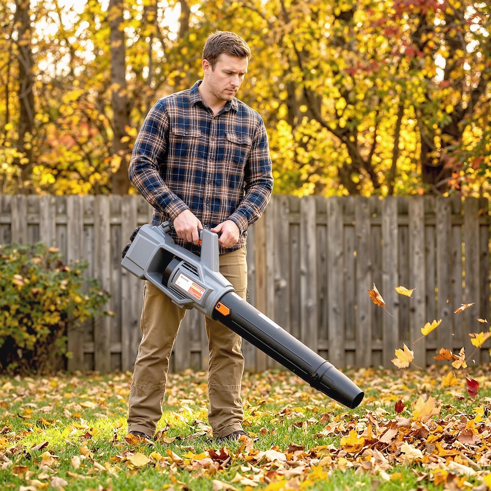 image 1 of Outsunny 36V Leaf Blower Cordless with 2 x 4000mAh Batteries & Charger | Grey | Light Grey | 111.6L x 15W x 28H cm