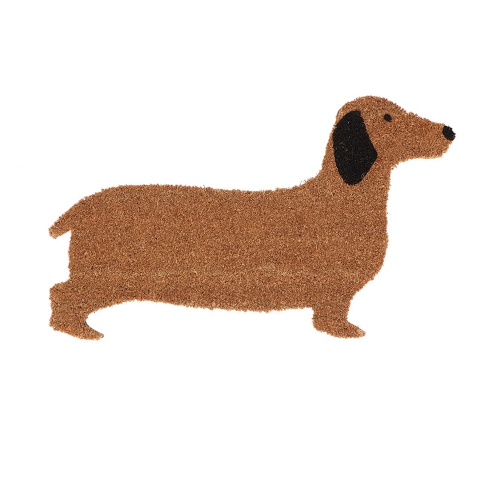 image 1 of Homescapes Coir Dog Shaped Non-Slip Doormat