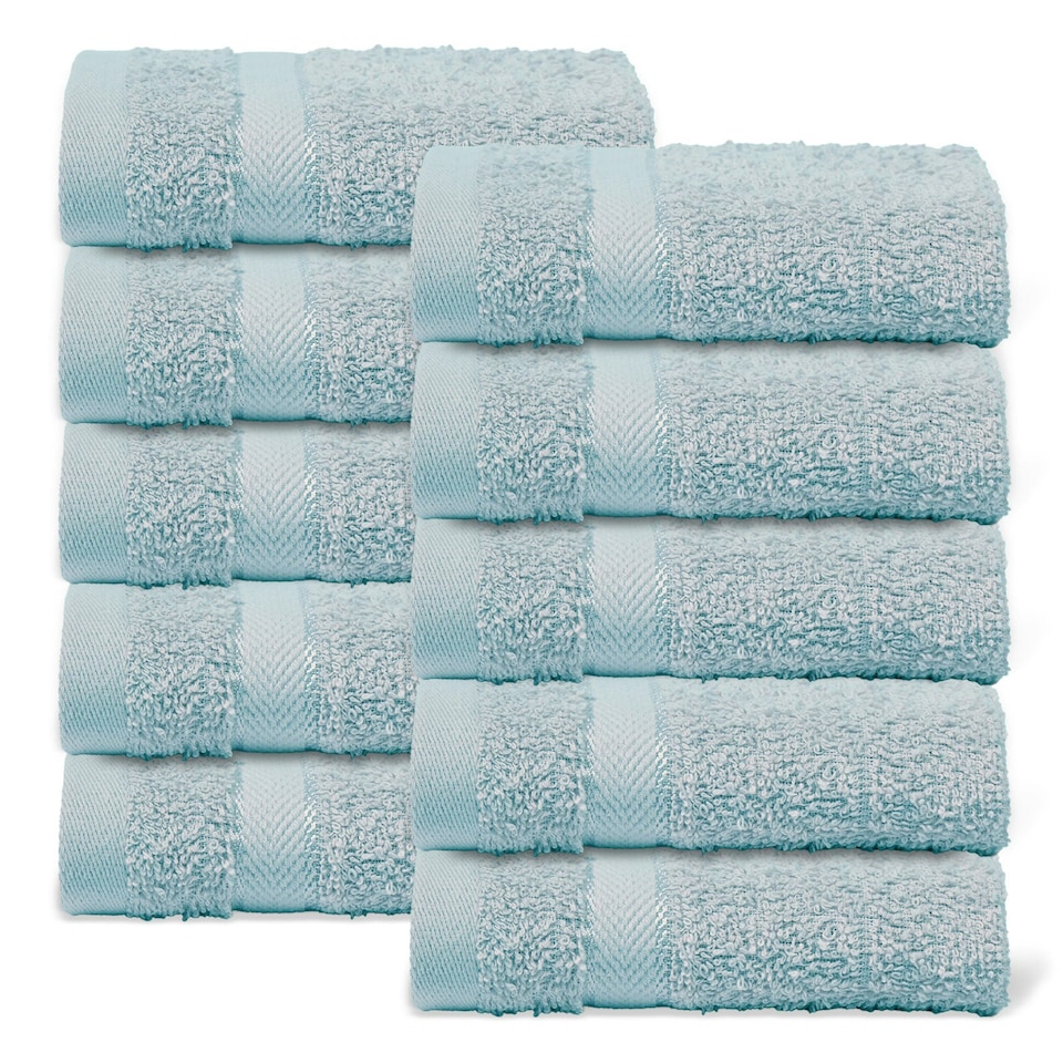 image 1 of OHS 10 x Luxury 100% Cotton 500GSM Bathroom Face Cloth Towel Blue | Denim Blue | Face cloth