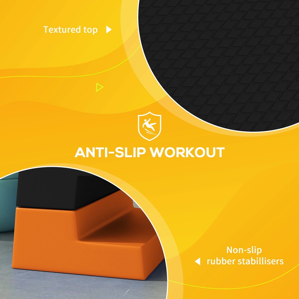 image 1 of SPORTNOW 15cm/20cm/25cm Aerobic Step Platform for Home, Office - Orange