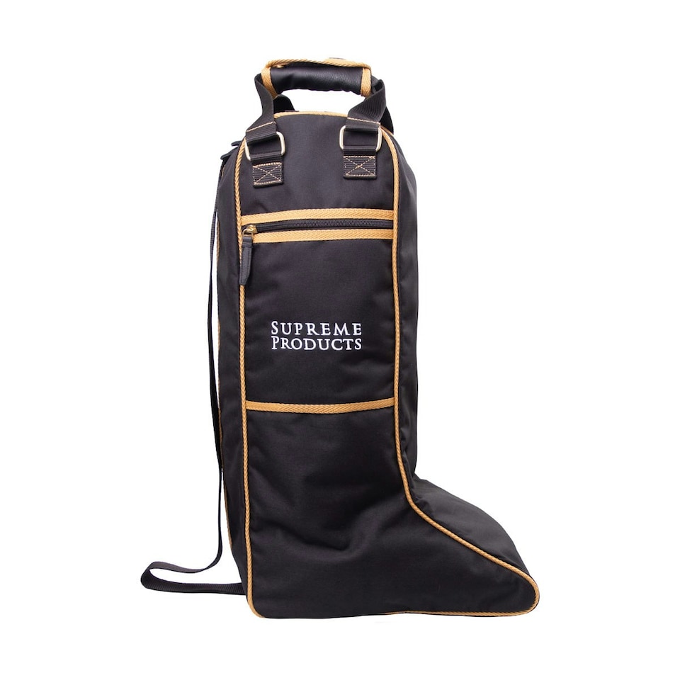 Supreme Products Pro Groom Riding Leather Pad Boot Bag - Black/Gold - One Size