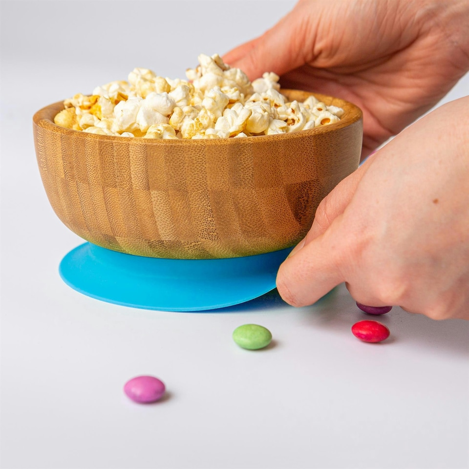 image 1 of Tiny Dining Children's Bamboo Suction Bowl - Blue Blue
