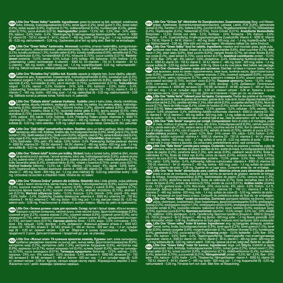 image 1 of Little One Green Valley Grass food for rabbits, 750 g