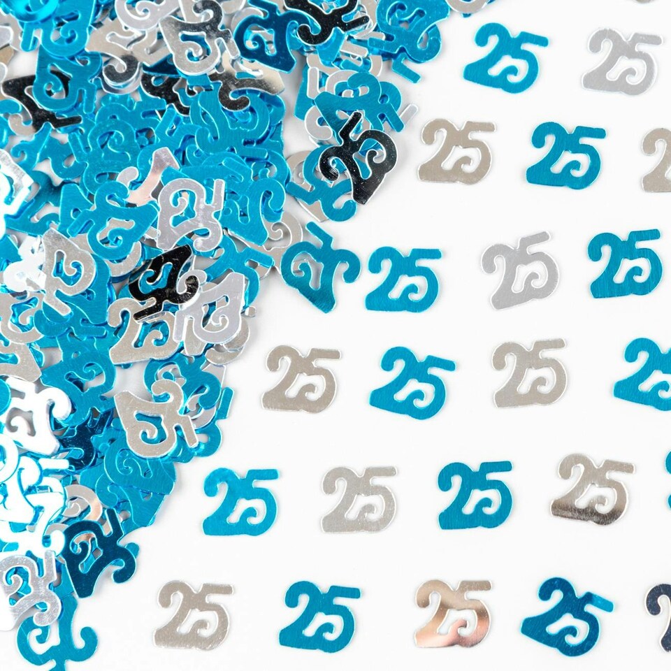 image 1 of 25th Confetti Blue & Silver 14G 2PK