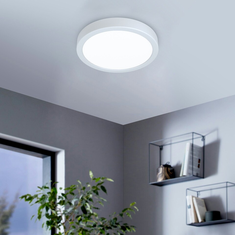image 1 of EGLO Fueva 6 Ultra-Slim Surface-Mounted White Round LED Light WBS White