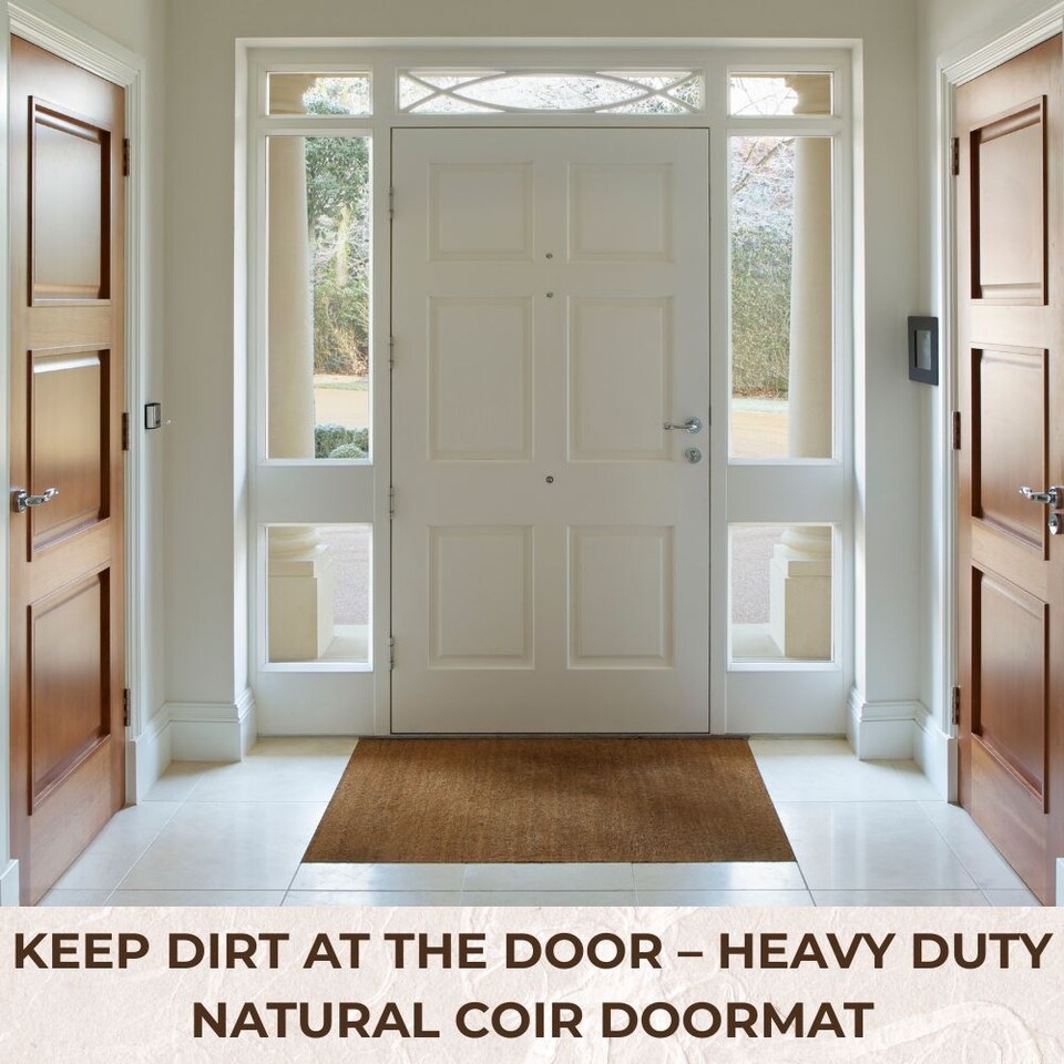image 1 of Coir Door Mat Heavy Duty Non-Slip - 2m x 4m - 17mm Thick Entrance Matting | Brown | 2M x 4M | 1