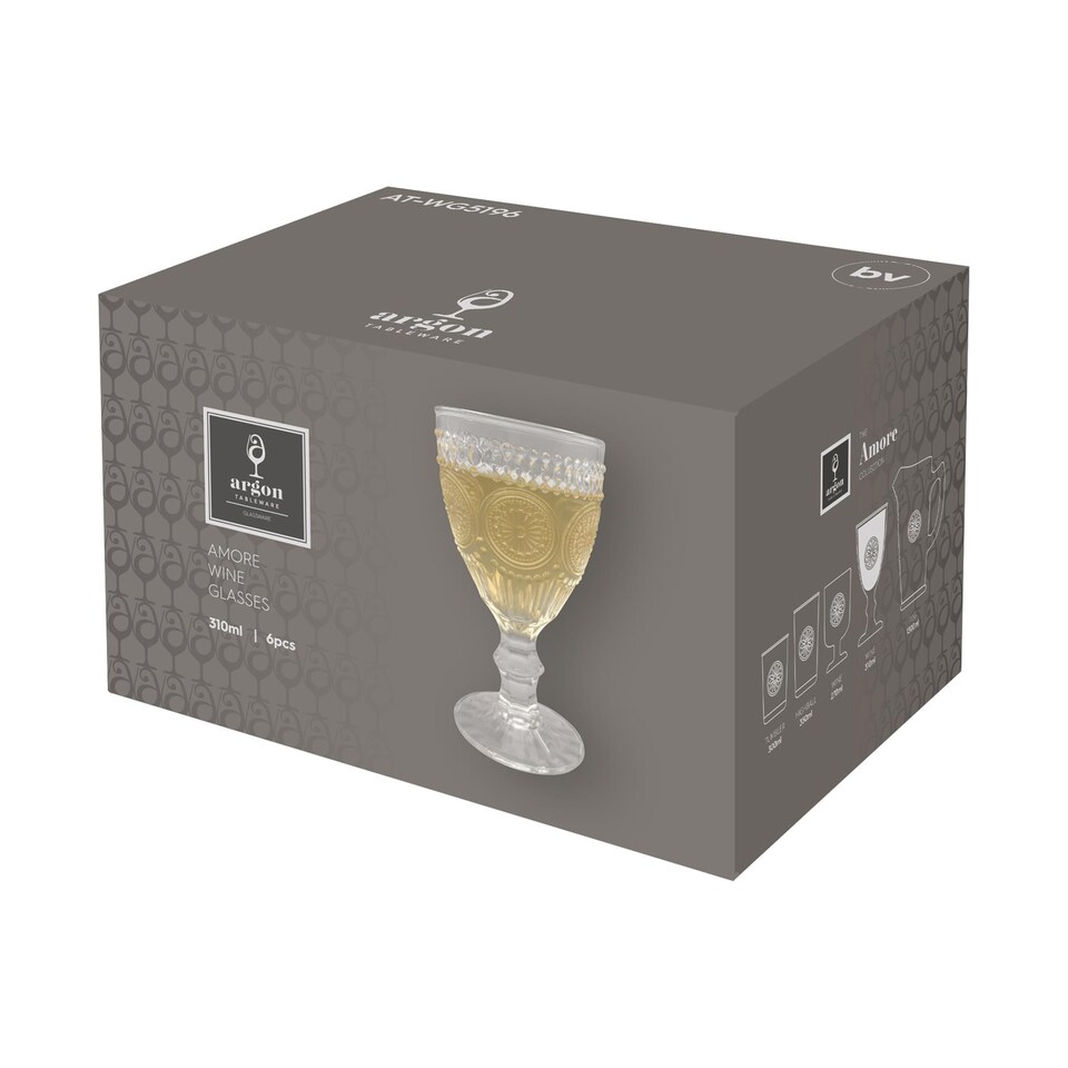 image 1 of Argon Tableware Amore Ribbed Wine Glasses - 310ml | Clear | Clear | 24