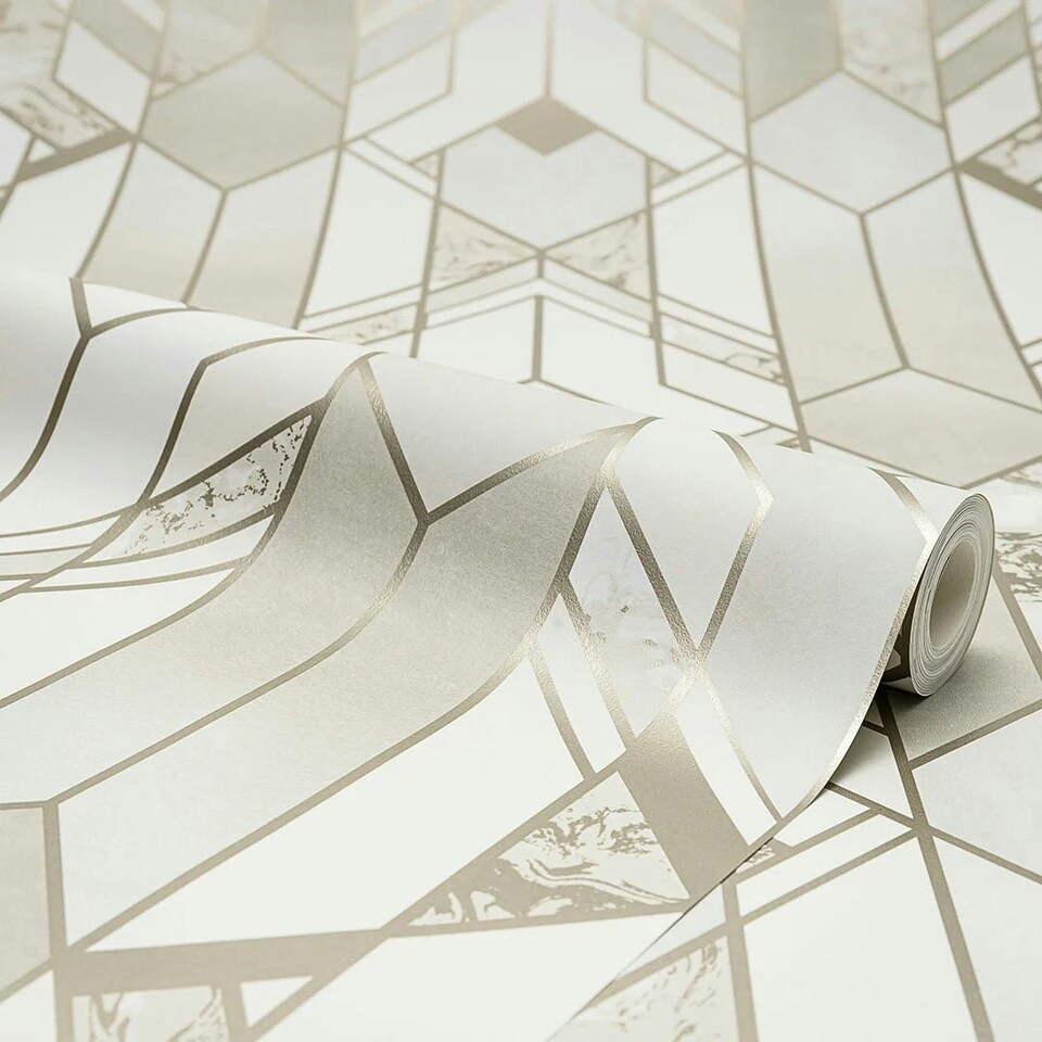 image 1 of Liquid Marble Geometric Wallpaper in Cream Multi