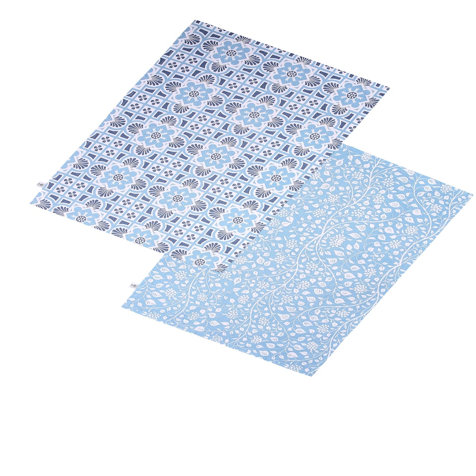 Gertrude Jekyll Organic Cotton Set of 2 Tea Towels - Blue | Multi