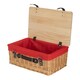 image 1 of 41cm Buff Red Lined Willow Empty Picnic Basket with Pinewood Lid | Brown | Red | M | 1