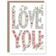 image 1 of Love You Floral Typography Anniversary Valentines Day Card For Her