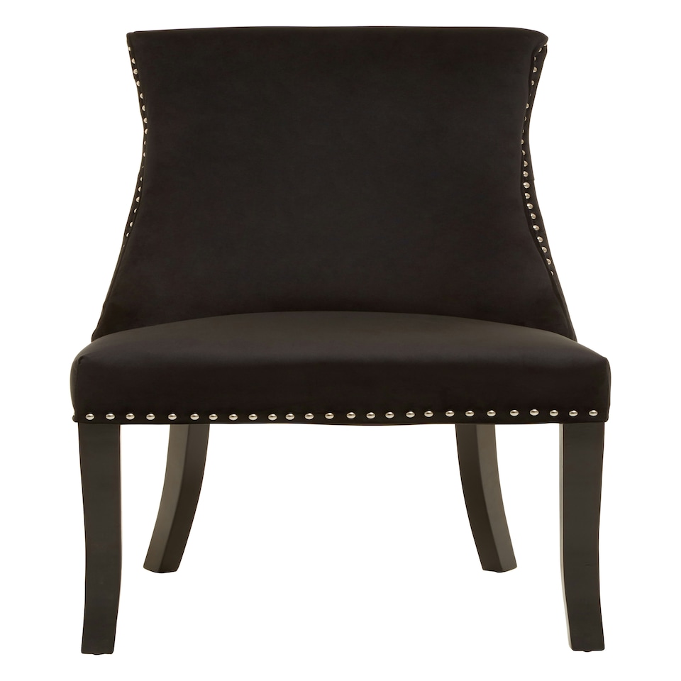 image 1 of Interiors by Premier Black Velvet Dining Chair, Curved High Back Office Chair, Aesthetic Velvet Accent chair for Living Room