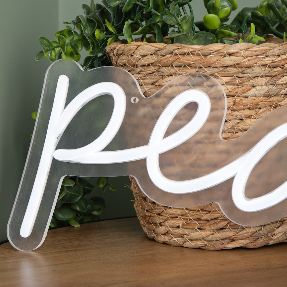 image 1 of 40cm Light up Neon Effect Peace Decorative Sign with 145 White LEDs