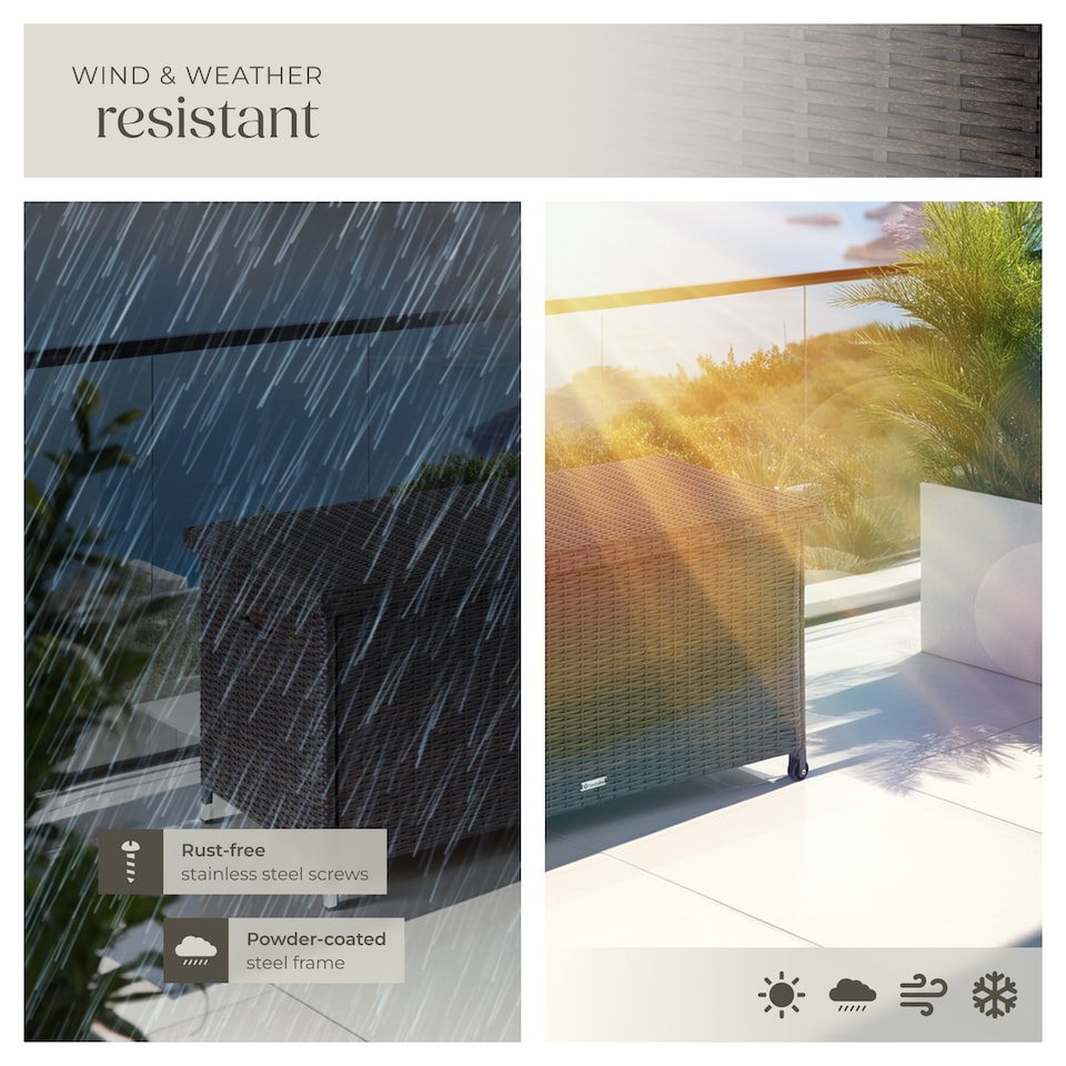 image 1 of Storage Box Kiruna - rattan garden furniture cushion storage 120 x 55 x 61.5 cm | Brown | brown | 121 x 56 x 60 cm | 1