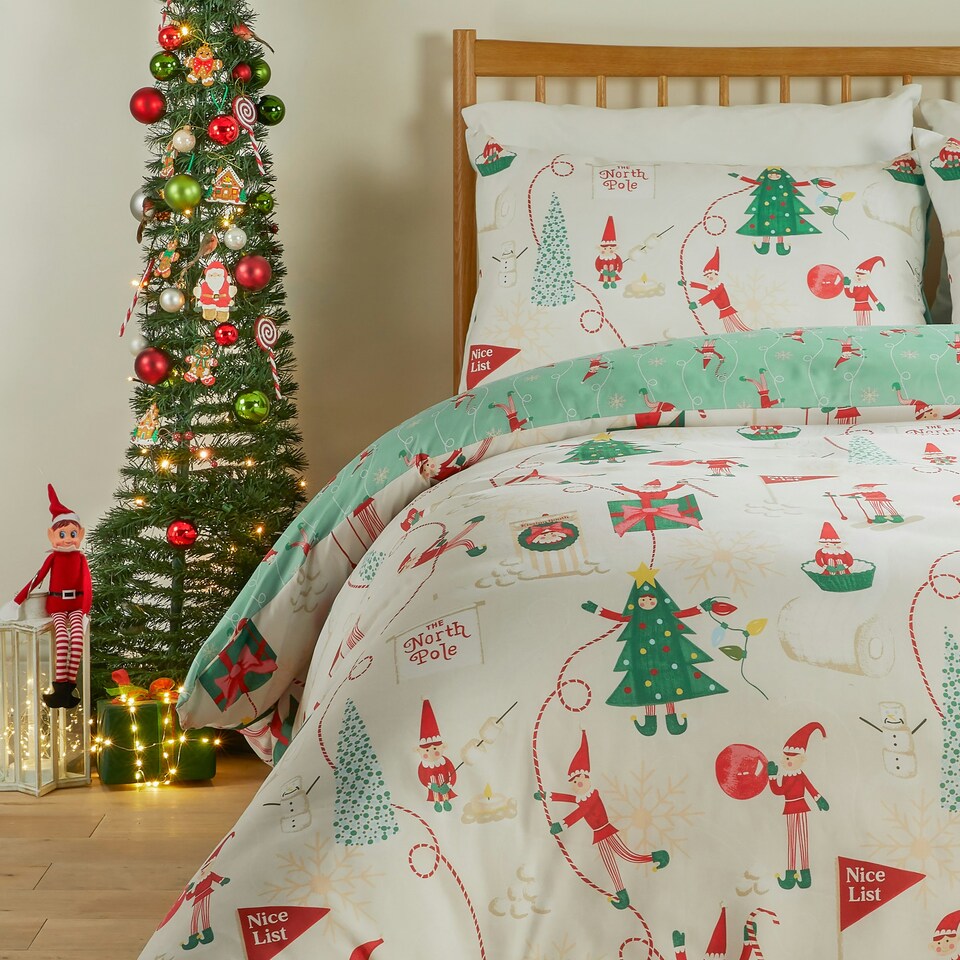 image 1 of Duvet Day Elfie Soft Touch Christmas Duvet Cover Set, King
