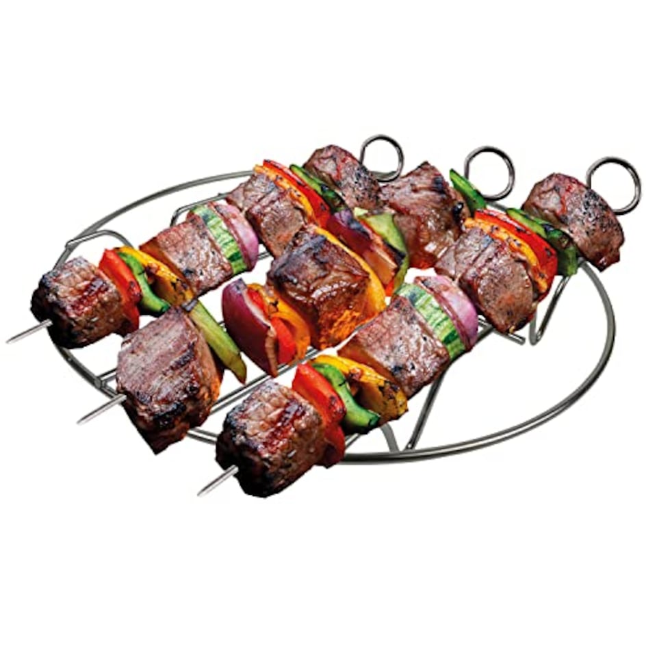 image 1 of PMS Air Fryer Rack with 3 Skewers, Silver