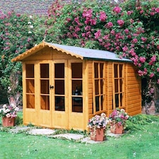 Westminster 13 x 7 Feet Double Door with Two Large Opening Windows Summerhouse Brown