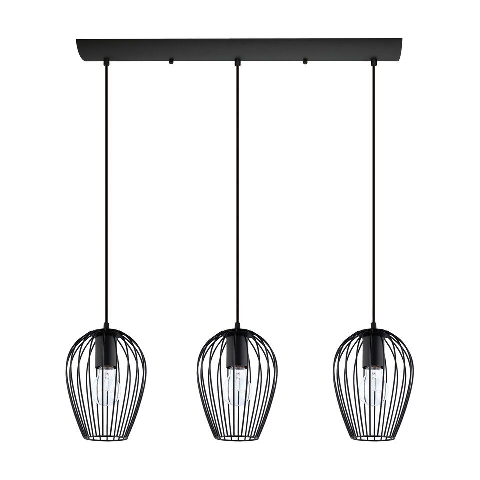 image 1 of EGLO Newtown Vintage Black Caged Steel 3-Light Pendant