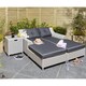 image 2 of 2 Seater Putty Grey Rattan Weave Garden Sun Lounger Set