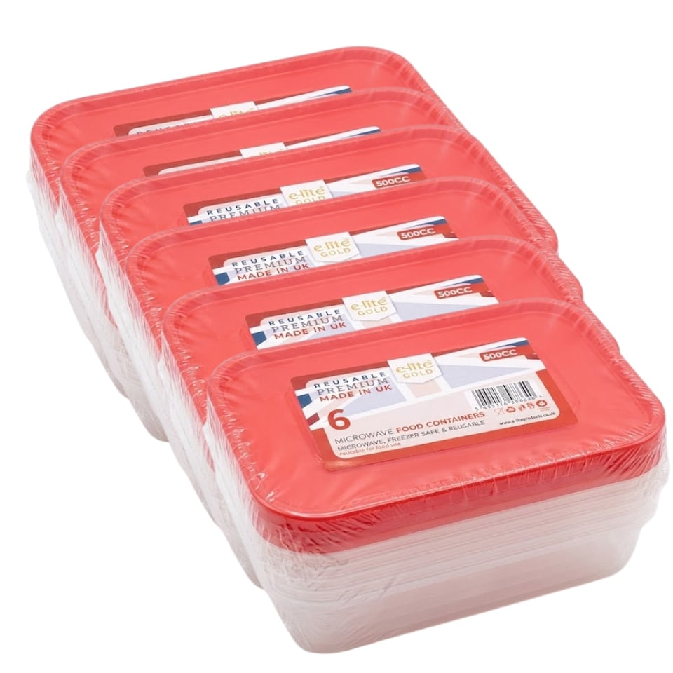 image 1 of Elite 500cc Micro Container & Coloured Lids 6pk - Pack of 1