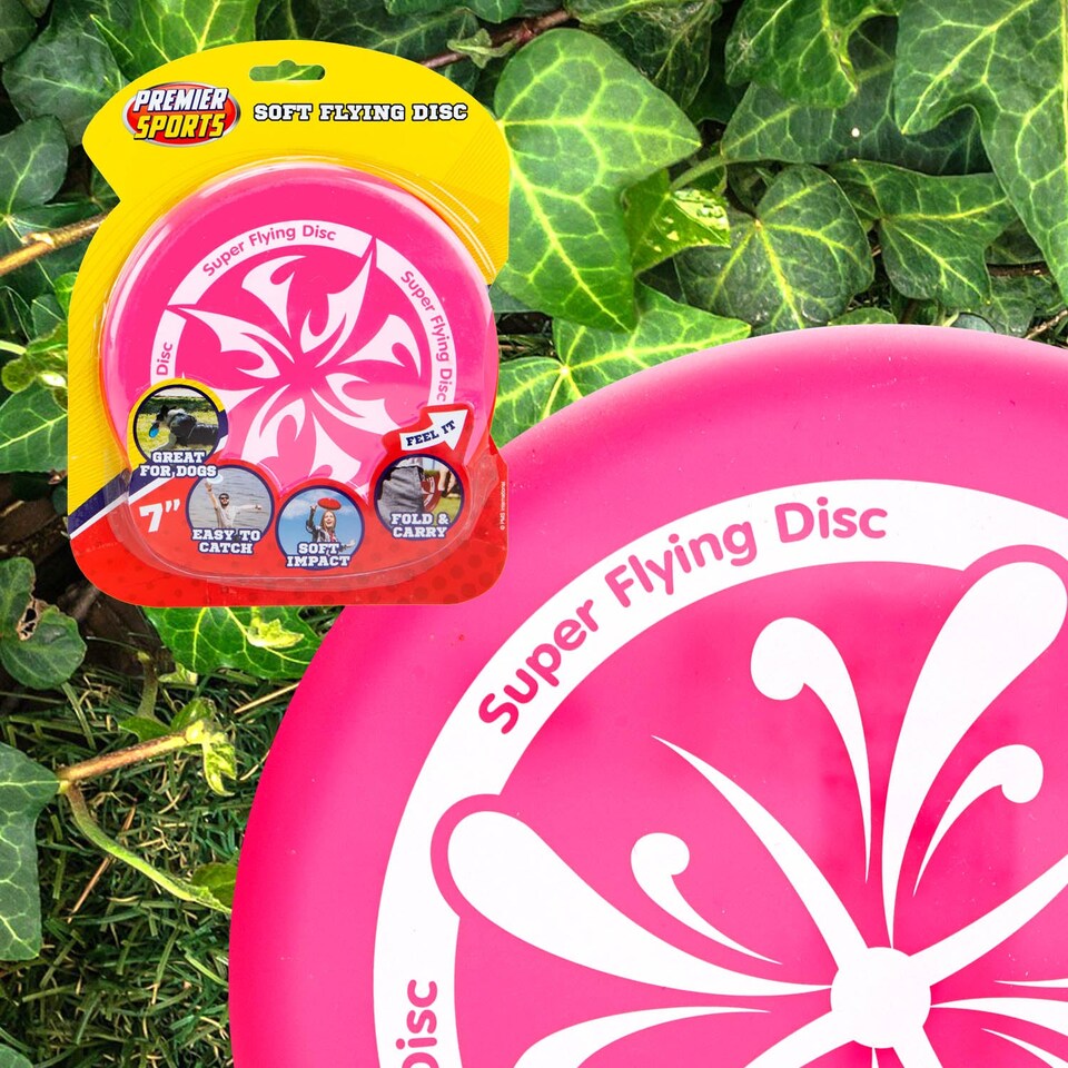 image 1 of PMS Super Soft Bendy Skimmer Frisbee - Bright Pink 17 cm