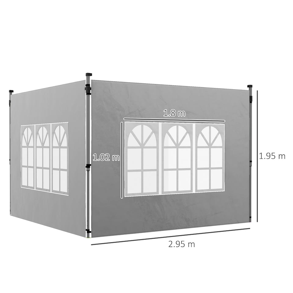 image 1 of Outsunny Gazebo Side Panels for 3x3(m) or 3x4m Pop Up Gazebo, 2 Pack, Black