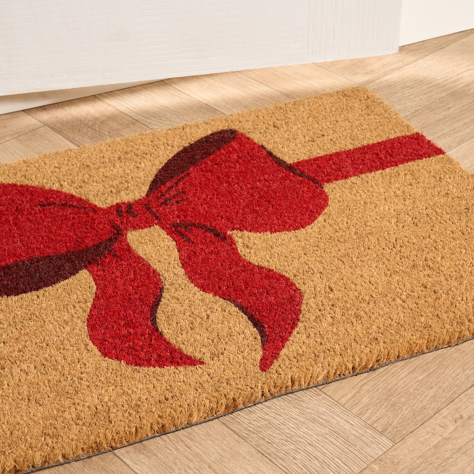 image 1 of OHS Bow Print Non Slip Coir Mat Doormat Rug