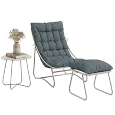 Outsunny 3 Piece Bistro Set, Outdoor Table and Chair Set with Footstool | Grey | Dark Grey | Chair: 62x87x86 cm; Table: 46x45 cm; Footstool: 45x45x35 cm