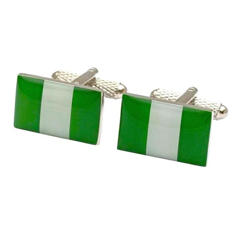 image 1 of Flag of Nigeria Cufflinks - Onyx Art CK155