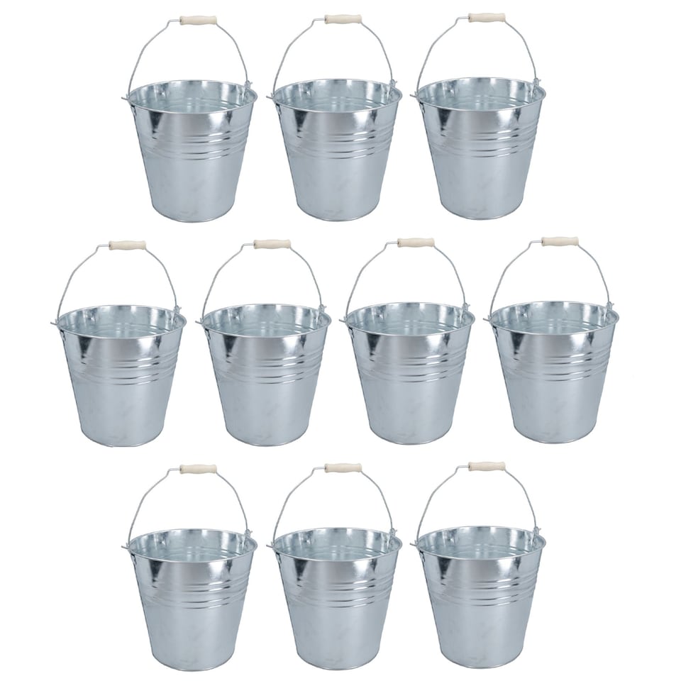 image 1 of 15L Galvanised Steel Metal Bucket Pail Water Coal Fire Greenhouse Garden Plants 10pc