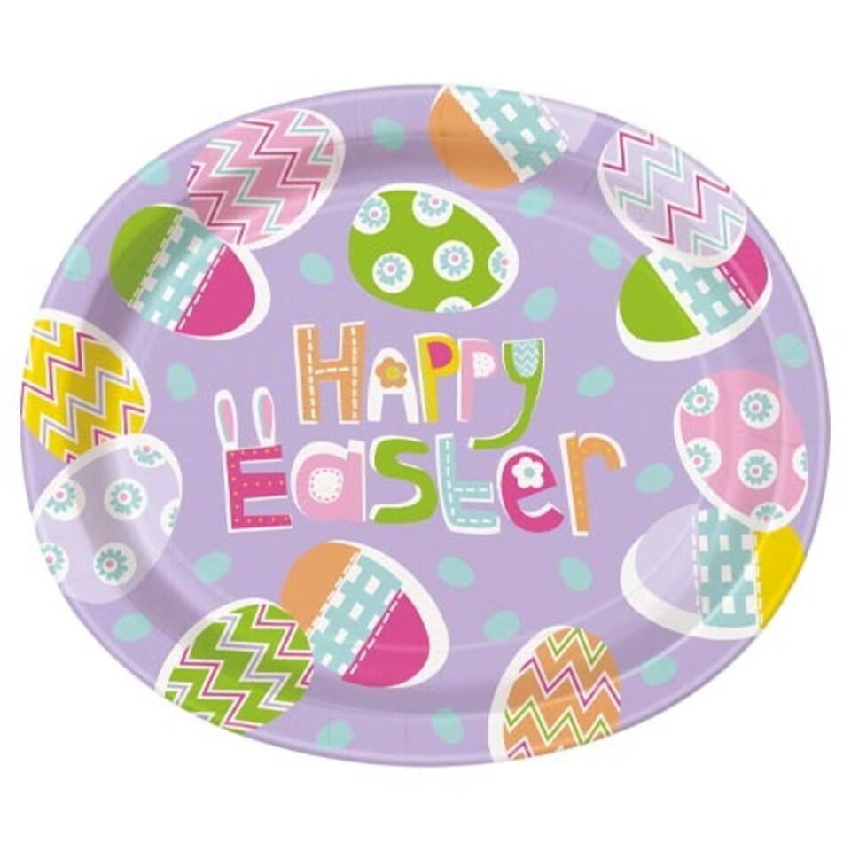 Easter Lilac Oval Paper Plates 30cm - Pack of 8