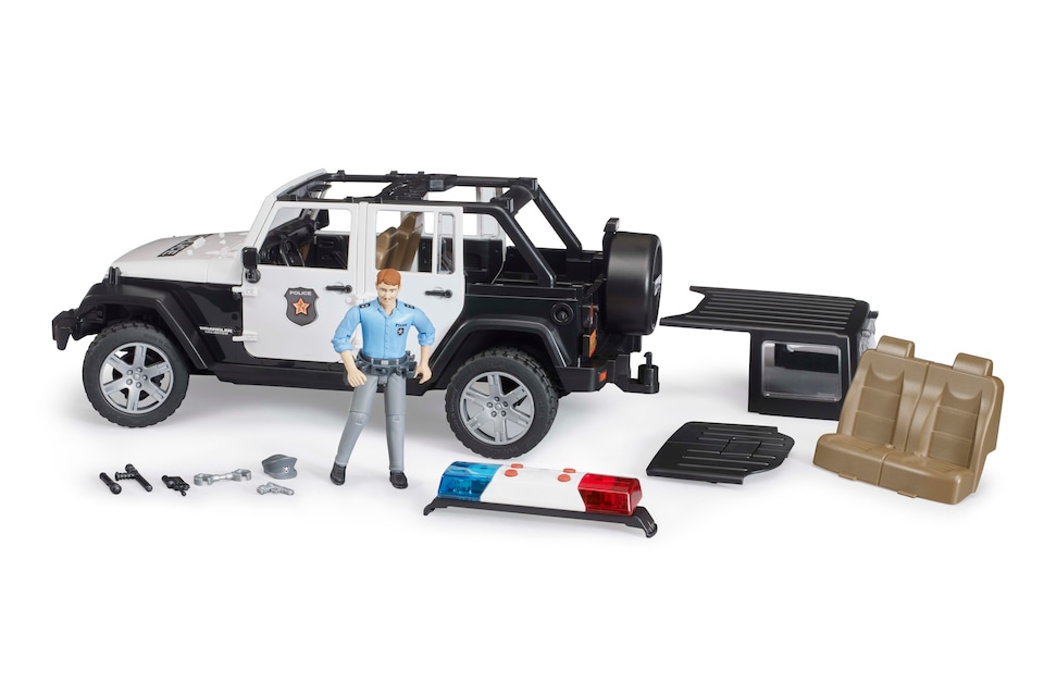 image 1 of Bruder Jeep Wrangler Unlimited Rubicon Police with L S Module & Officer Emergency Response Playset