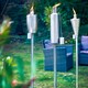 image 7 of Harbour Housewares 146cm Metal Garden Torches - Cylinder - Outdoor Lighting Oil Fuel Lamp Candle Flame Lantern | Silver | Silver | 2