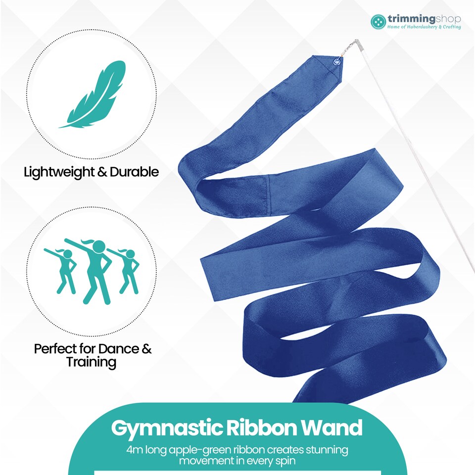 image 1 of 4 Metres Gymnastics Ribbon Wand, Satin Dance Streamer - 1pc