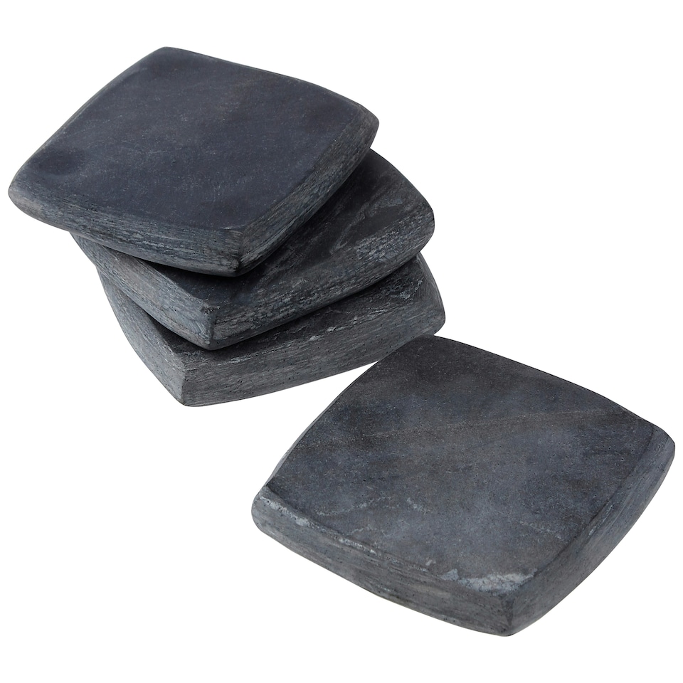 image 1 of Interiors By Premier Set Of Four Dark Grey Marble Square Coasters, Stone Coasters For Home & Kitchen, Heat Resistant Coasters