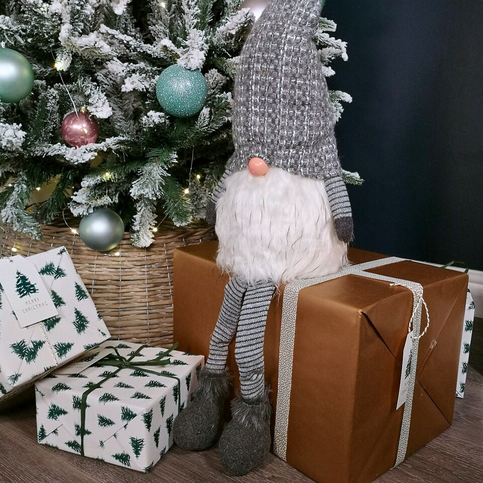 image 1 of 79cm Battery Operated Christmas Gonk with Dangly Legs Decoration in Dark Grey