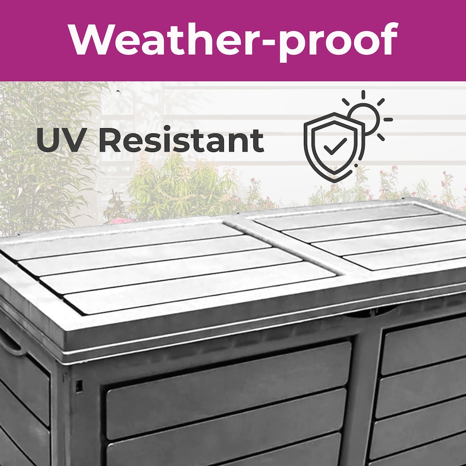 image 1 of Neo 320 Litre Dark Grey Plastic Waterproof Outdoor Garden Plastic Storage Box Furniture | Grey