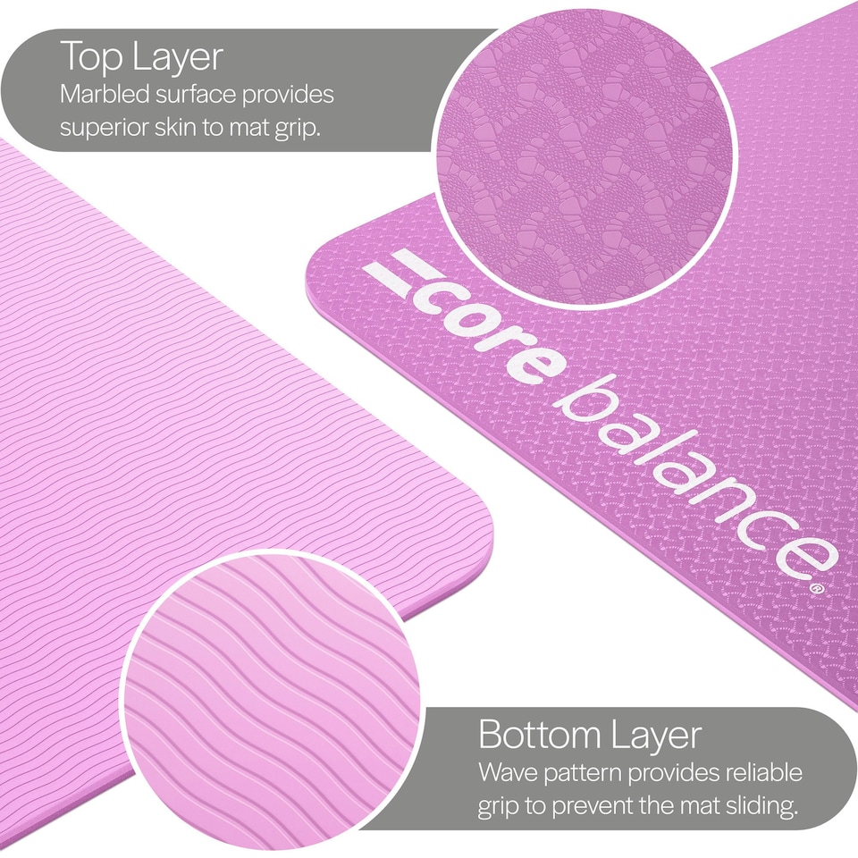 image 1 of TPE Yoga Mat with Strap (6mm Thick) - Pink