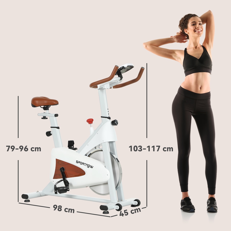 image 1 of SPORTNOW Indoor Exercise Biker, Quiet Stationary Bike, Stylish Cycling Machine with Adjustable Seat and Resistance, LCD Monitor, Tablet Holder, for Home Gym Cardio Workout, White | White