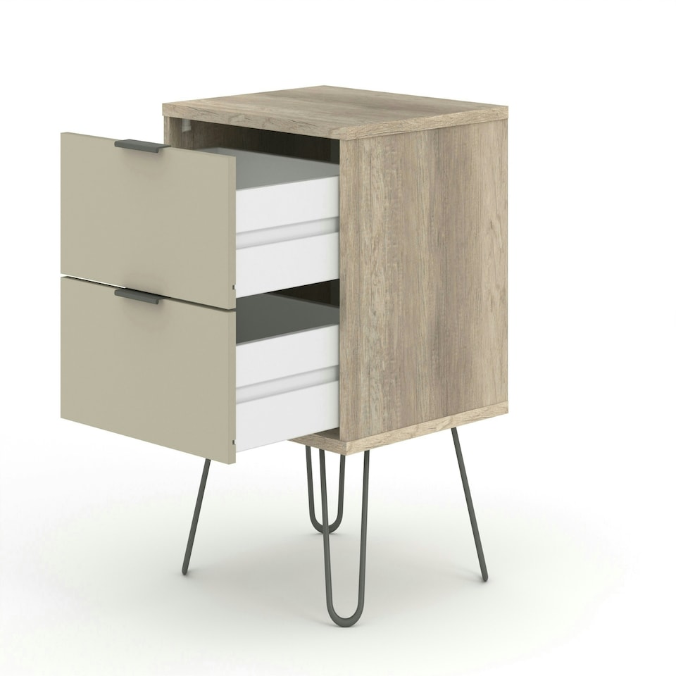 image 1 of Core Products Augusta Driftwood 2 Drawer Bedside Cabinet H57.0cm x W45.0cm x D39.5cm Cream
