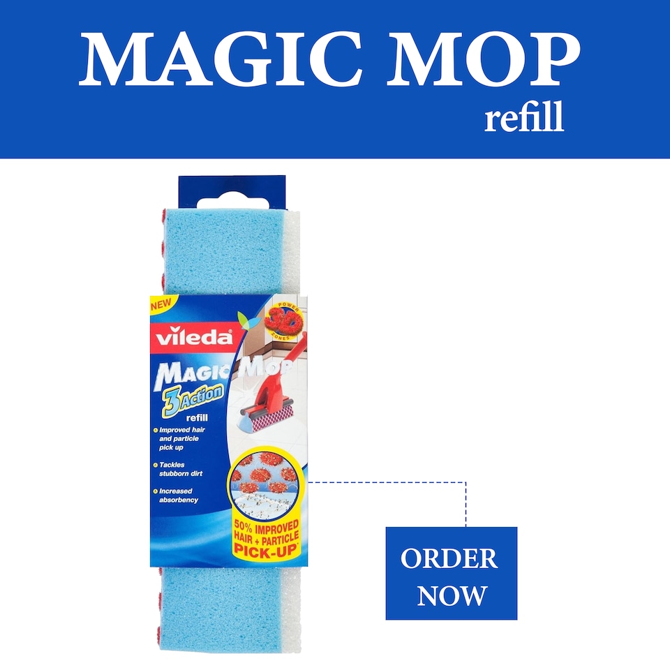 image 1 of Vileda Magic Mop Refill Sponge Floor Cleaning Replacement Head Hard Floors