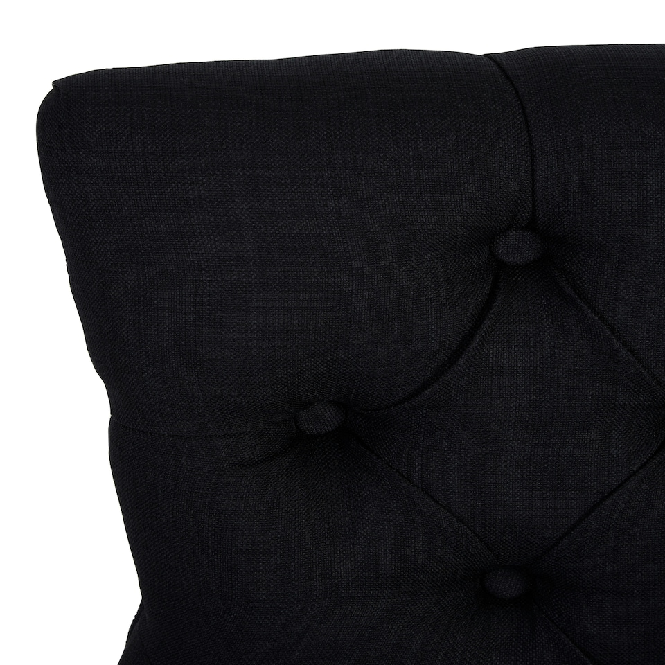 image 1 of Interiors by Premier Black linen Dining Chair, Comfortable High Back Office Chair, Aesthetic Linen chair for Living Room