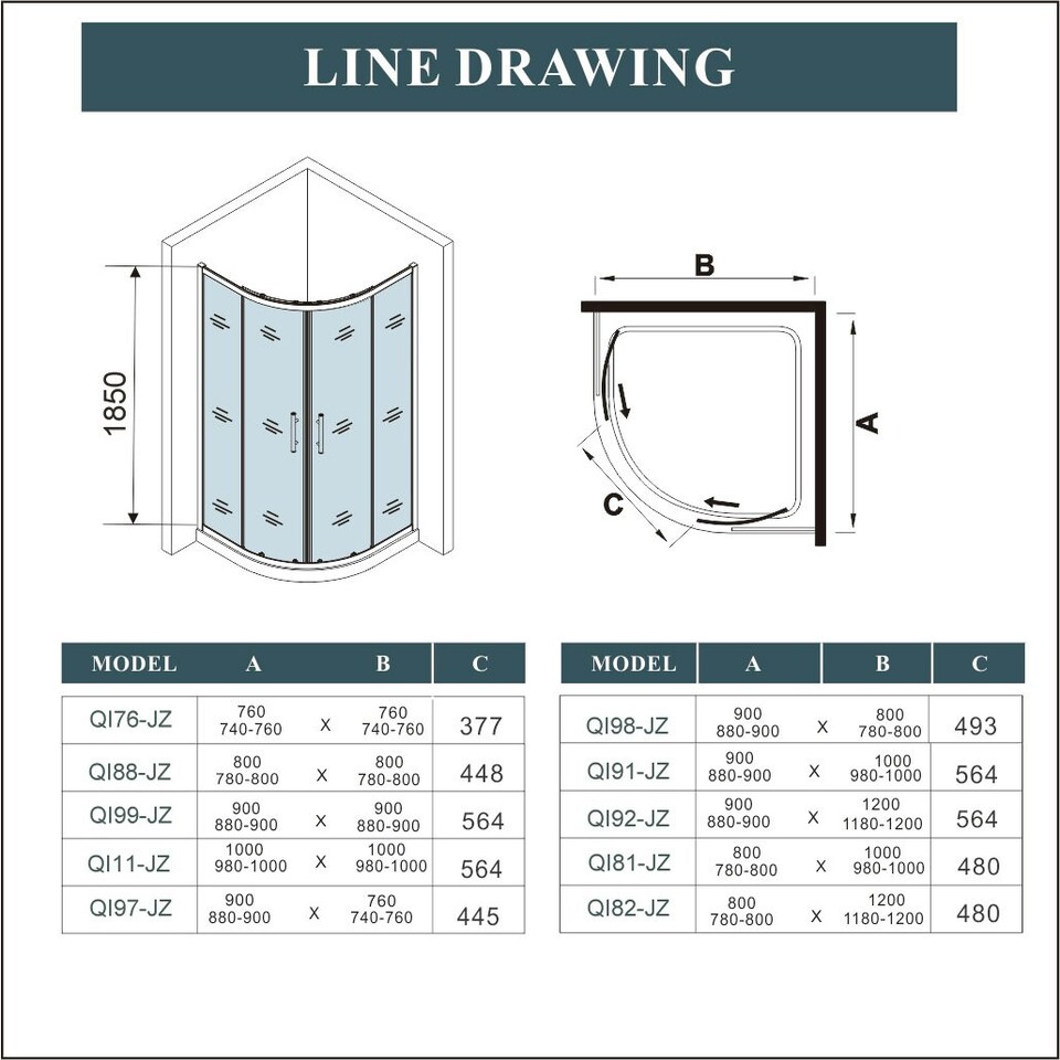 image 1 of Aica Bathrooms 1000x800mm Quadrant Shower Enclosure Walk In Corner Cubicle Glass Screen Door Chrome