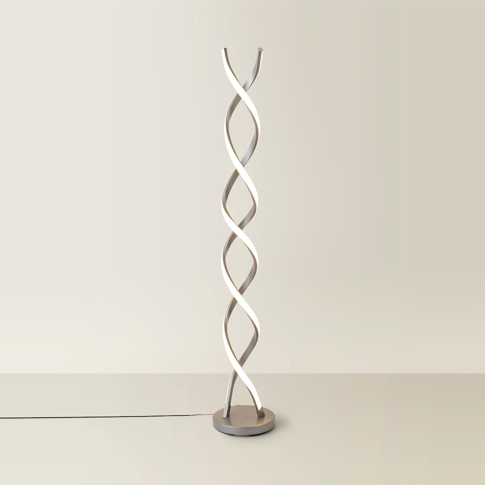 image 1 of ValueLights Infinity Double Twist Silver Integrated LED Floor Lamp | Silver